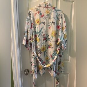Joe Fresh Floral Kimono with Red Accents
